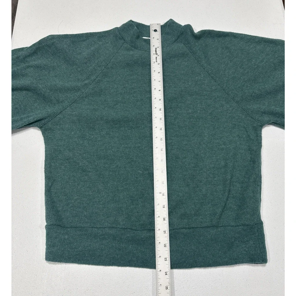 Cherish Knit Sweatshirt Top Long Ballon Sleeve Pullover Womens Size S Green